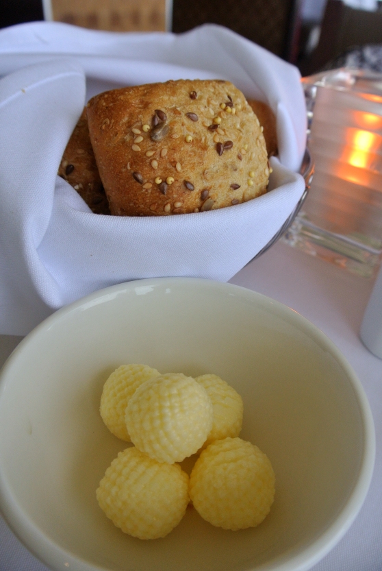 Complimentary bread and butter. The butter balls are so cute :3