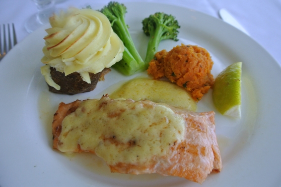 My main course: Grilled Fresh Salmon Filet with Mousseline Sauce