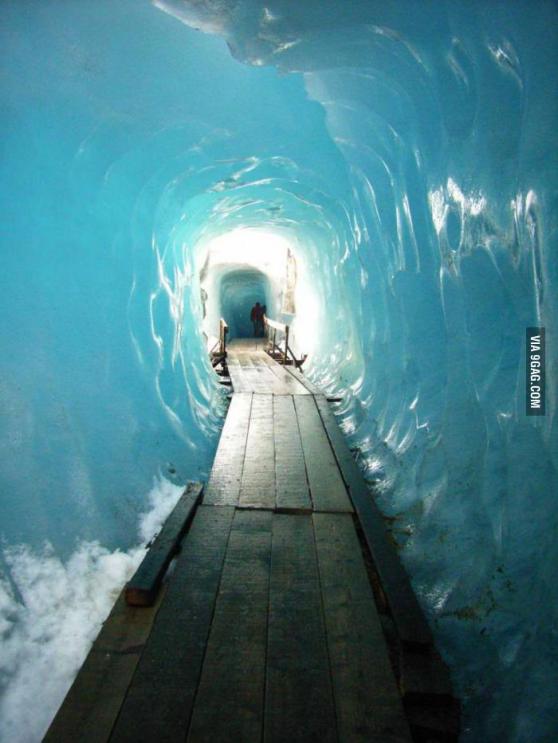 A tunnel in Rhone Glacier - Swiss Alps