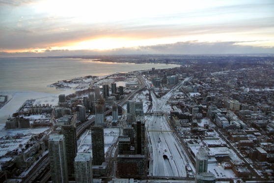 Sunset view from the top of the CN Tower